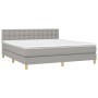 Cama box spring con colchón tela y LED gris claro 160x200 cm de vidaXL, Camas y somieres - Ref: Foro24-3134045, Precio: 509,8...