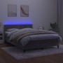 Cama box spring colchón y LED terciopelo gris claro 140x190 cm de vidaXL, Camas y somieres - Ref: Foro24-3134339, Precio: 439...