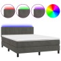 Cama box spring colchón y LED terciopelo gris oscuro 140x190 cm de vidaXL, Camas y somieres - Ref: Foro24-3134400, Precio: 42...