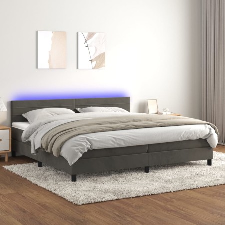 Cama box spring colchón y LED terciopelo gris oscuro 200x200 cm de vidaXL, Camas y somieres - Ref: Foro24-3134484, Precio: 54...