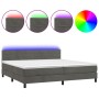Cama box spring colchón y LED terciopelo gris oscuro 200x200 cm de vidaXL, Camas y somieres - Ref: Foro24-3134484, Precio: 54...