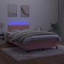 Cama box spring colchón y LED terciopelo rosa 120x200 cm de vidaXL, Camas y somieres - Ref: Foro24-3134518, Precio: 393,43 €,...
