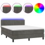 Cama box spring colchón y LED terciopelo gris oscuro 140x200 cm de vidaXL, Camas y somieres - Ref: Foro24-3134526, Precio: 43...