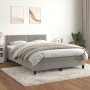 Cama box spring con colchón terciopelo gris claro 140x190 cm de vidaXL, Camas y somieres - Ref: Foro24-3141239, Precio: 430,4...