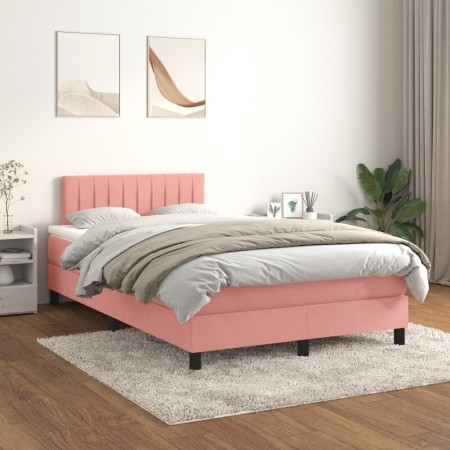 Cama box spring con colchón terciopelo rosa 120x200 cm de vidaXL, Camas y somieres - Ref: Foro24-3141418, Precio: 388,40 €, D...