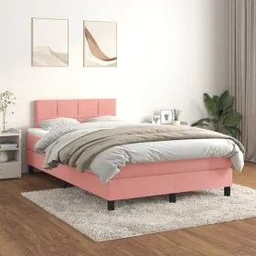 Cama box spring con colchón terciopelo rosa 120x200 cm de vidaXL, Camas y somieres - Ref: Foro24-3141298, Precio: 359,73 €, D...