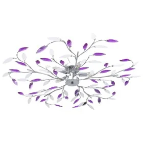 Lámpara de techo brazos cristal forma hoja 5 bombillas morado de vidaXL, Apliques de techo - Ref: Foro24-289240, Precio: 82,1...