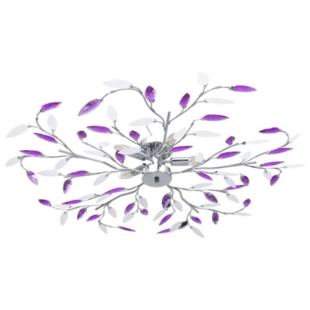 Lámpara de techo brazos cristal forma hoja 5 bombillas morado de vidaXL, Apliques de techo - Ref: Foro24-289240, Precio: 77,7...