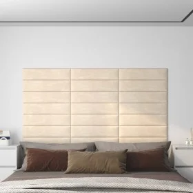 Wall panels 12 pcs cream velvet 60x15 cm 1.08 m² by vidaXL, Wall covering - Ref: Foro24-343843, Price: 48,99 €, Discount: %