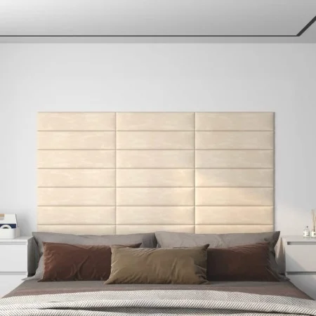 Wandpaneele 12 Stück cremefarbener Samt 60x15 cm 1,08 m² von vidaXL, Wandverkleidung - Ref: Foro24-343843, Preis: 48,99 €, Ra...