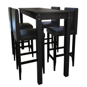 Mesa alta de cocina con 4 sillas de barra negras de vidaXL, muebles para cocinas y comedores - Ref: Foro24-160725, Precio: 53...