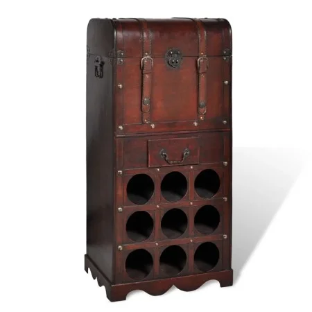 Botellero de madera para 9 botellas baúl con cajón de vidaXL, Botelleros - Ref: Foro24-240506, Precio: 112,74 €, Descuento: %