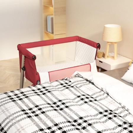Cuna con colchón tela de lino rojo de vidaXL, Cunas y camas para niños - Ref: Foro24-10299, Precio: 113,49 €, Descuento: %