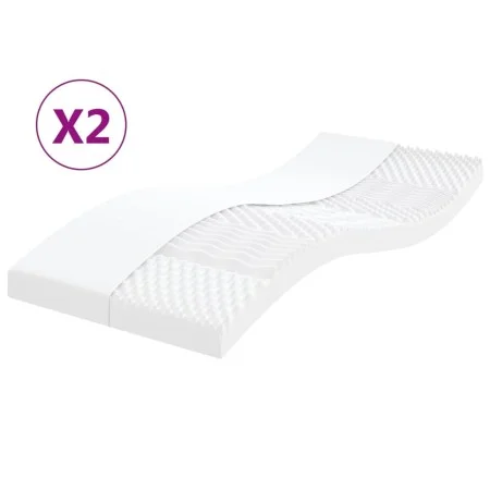 Schaumstoffmatratzen 2 Einheiten 7 Zonen Härte 20ILD weiß 90x200 cm von vidaXL, Matratzen - Ref: Foro24-356363, Preis: 204,57...