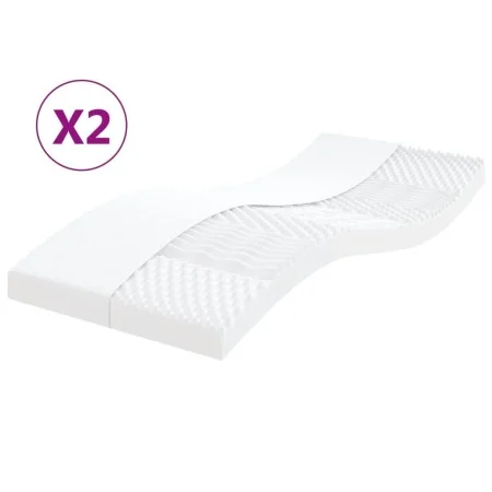 Foam mattresses 2 units 7 zones hardness 20ILD white 80x200 cm by vidaXL, Mattresses - Ref: Foro24-356360, Price: 182,81 €, D...