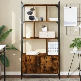 Shelving unit with smoked oak wood doors 76.5x30x154.5 cm by vidaXL, Bookcases and shelves - Ref: Foro24-833350, Price: 91,38...