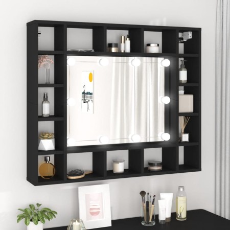 Mueble con espejo y luces LED negro 91x15x76,5 cm de vidaXL, Tocadores de baño - Ref: Foro24-833496, Precio: 76,24 €, Descuen...