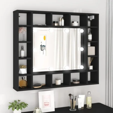 Mueble con espejo y luces LED negro 91x15x76,5 cm de vidaXL, Tocadores de baño - Ref: Foro24-833496, Precio: 78,50 €, Descuen...