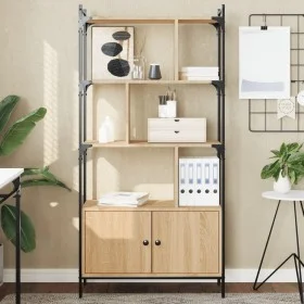 Shelving unit with Sonoma oak wood doors 76.5x30x154.5 cm by vidaXL, Bookcases and shelves - Ref: Foro24-833349, Price: 94,80...
