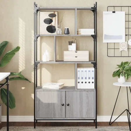 Estantería con puertas madera gris Sonoma 76,5x30x154,5 cm de vidaXL, Librerías y estanterías - Ref: Foro24-833351, Precio: 8...