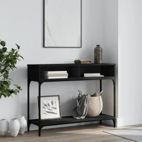 Mesa consola madera de ingeniería negra 100x30,5x75 cm de vidaXL, Mesas auxiliares - Ref: Foro24-833388, Precio: 52,78 €, Des...