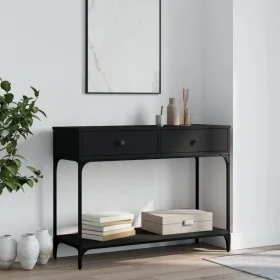 Mesa consola madera de ingeniería negra 100x34,5x75 cm de vidaXL, Mesas auxiliares - Ref: Foro24-833393, Precio: 81,18 €, Des...
