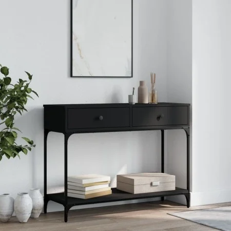 Mesa consola madera de ingeniería negra 100x34,5x75 cm de vidaXL, Mesas auxiliares - Ref: Foro24-833393, Precio: 81,18 €, Des...