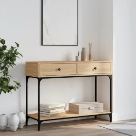 Konsolentisch aus Sonoma-Eichenholzwerkstoff, 100 x 34,5 x 75 cm von vidaXL, Seitentische - Ref: Foro24-833394, Preis: 90,23 ...