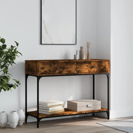 Smoked oak engineered wood console table 100x34.5x75 cm by vidaXL, Side tables - Ref: Foro24-833395, Price: 67,52 €, Discount: %