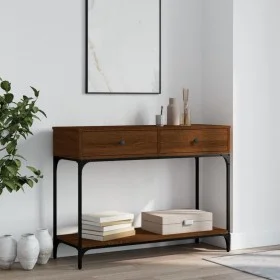 Mesa consola madera de ingeniería marrón roble 100x34,5x75 cm de vidaXL, Mesas auxiliares - Ref: Foro24-833397, Precio: 86,71...