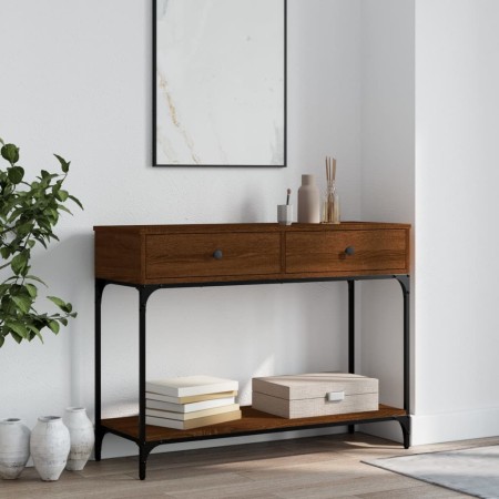 Mesa consola madera de ingeniería marrón roble 100x34,5x75 cm de vidaXL, Mesas auxiliares - Ref: Foro24-833397, Precio: 88,20...