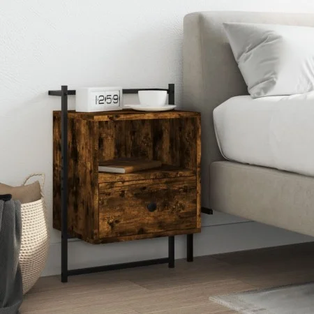 Mesita de noche de pared roble ahumado 40x30x61 cm de vidaXL, Mesitas de noche - Ref: Foro24-833437, Precio: 30,33 €, Descuen...