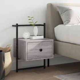 Gray Sonoma wall-mounted bedside table 35x30x51 cm by vidaXL, Nightstands - Ref: Foro24-833449, Price: 42,83 €, Discount: %