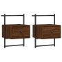 Mesitas de noche de pared 2 unidades marrón roble 35x30x51 cm de vidaXL, Mesitas de noche - Ref: Foro24-833452, Precio: 47,99...