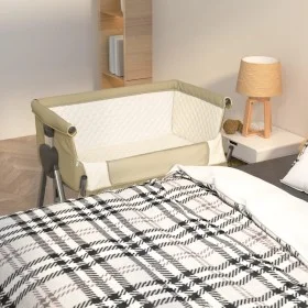 Cuna con colchón tela de lino gris taupe de vidaXL, Cunas y camas para niños - Ref: Foro24-10291, Precio: 142,34 €, Descuento: %