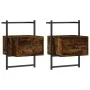 Wall bedside tables 2 units smoked oak 35x30x51 cm by vidaXL, Nightstands - Ref: Foro24-833448, Price: 47,32 €, Discount: %