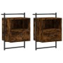 Mesitas de noche de pared 2 unidades roble ahumado 40x30x61 cm de vidaXL, Mesitas de noche - Ref: Foro24-833438, Precio: 50,3...