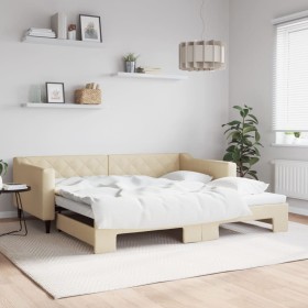 Sofá cama nido tela crema 100x200 cm de vidaXL, Camas y somieres - Ref: Foro24-3197435, Precio: 262,76 €, Descuento: %