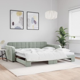 Sofá cama nido terciopelo gris claro 100x200 cm de vidaXL, Camas y somieres - Ref: Foro24-3196936, Precio: 316,83 €, Descuent...