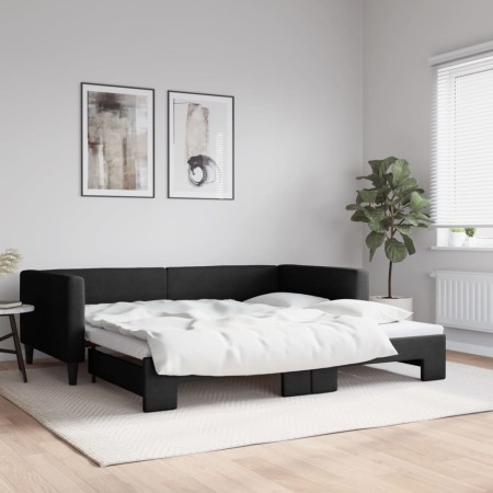 Sofá cama nido tela negro 100x200 cm de vidaXL, Camas y somieres - Ref: Foro24-3196585, Precio: 260,63 €, Descuento: %