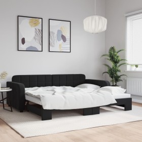 Sofá cama nido terciopelo negro 90x190 cm de vidaXL, Camas y somieres - Ref: Foro24-3196944, Precio: 248,79 €, Descuento: %