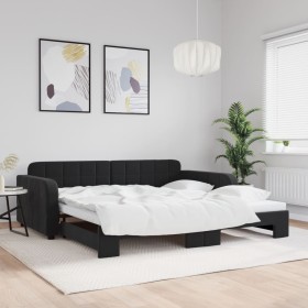 Sofá cama nido terciopelo negro 100x200 cm de vidaXL, Camas y somieres - Ref: Foro24-3196940, Precio: 275,78 €, Descuento: %