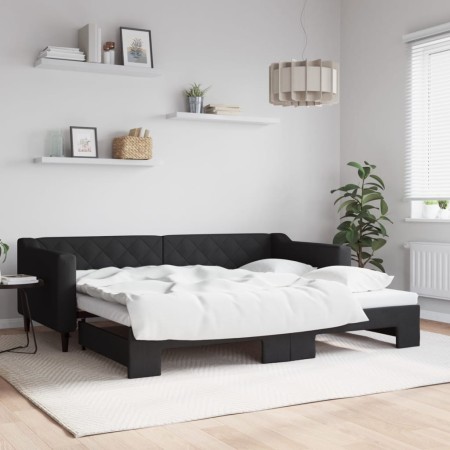 Sofá cama nido tela negro 90x200 cm de vidaXL, Camas y somieres - Ref: Foro24-3197428, Precio: 253,89 €, Descuento: %