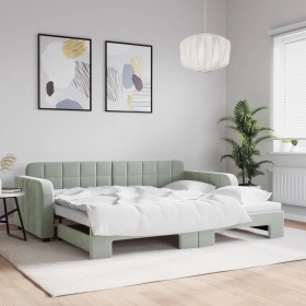 Sofá cama nido terciopelo gris claro 90x200 cm de vidaXL, Camas y somieres - Ref: Foro24-3196929, Precio: 256,11 €, Descuento: %