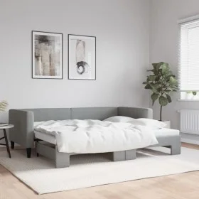 Sofá cama nido tela gris claro 90x190 cm de vidaXL, Camas y somieres - Ref: Foro24-3196588, Precio: 262,90 €, Descuento: %