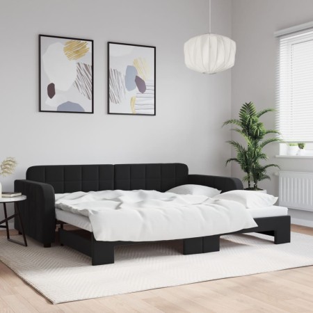 Sofá cama nido terciopelo negro 90x200 cm de vidaXL, Camas y somieres - Ref: Foro24-3196933, Precio: 256,94 €, Descuento: %