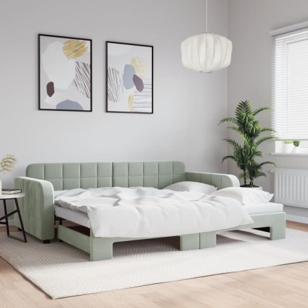 Sofá cama nido terciopelo gris claro 90x190 cm de vidaXL, Camas y somieres - Ref: Foro24-3196942, Precio: 245,27 €, Descuento: %
