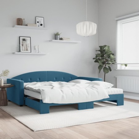 Sofá cama nido con colchón terciopelo azul 100x200 cm de vidaXL, Camas y somieres - Ref: Foro24-3197331, Precio: 422,16 €, De...