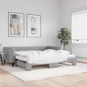 Sofá cama nido con colchón tela gris claro 100x200 cm de vidaXL, Camas y somieres - Ref: Foro24-3196601, Precio: 389,54 €, De...