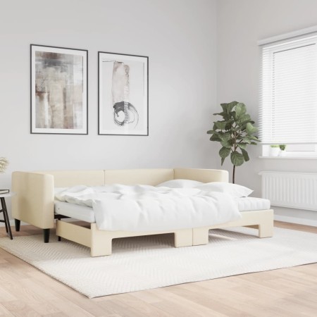 Sofá cama nido con colchón tela crema 90x200 cm de vidaXL, Camas y somieres - Ref: Foro24-3196600, Precio: 440,91 €, Descuent...
